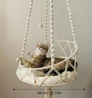 Boho Swing macrame cat hammock braided supports — sturdy hanging cat hammock with plush cushion