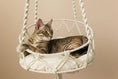 Load image into Gallery viewer, Boho Swing macrame cat hammock Medium — diamond weave pattern, wall-mounted hanging cat bed
