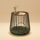 Gilded Lounge gold cylinder cat bed side table — geometric wireframe luxury cat furniture statement