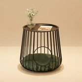 Gilded Lounge gold cylinder cat bed side table — geometric wireframe luxury cat furniture statement