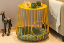 Gilded Lounge gold wireframe cat side table with tray top — functional designer cat furniture
