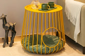 Gilded Lounge gold wireframe cat side table with tray top — functional designer cat furniture