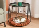 Gilded Lounge gold cylinder cat lounger — basket shape dual-function cat bed side table