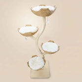 Lotus Tower 2 four-level japandi rattan cat tree front view — luxury rattan cat tower for sophisticated homes