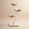 Load image into Gallery viewer, Lotus Tower Japandi Flower Cat Tree in cream and wicker, product shot front view of flower baskets, an aesthetic cat tower.
