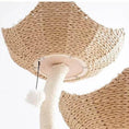 Load image into Gallery viewer, Lotus Tower Japandi Flower Cat Tree product shot, underside view of woven flower baskets and pom toy, a beautiful cat tree.
