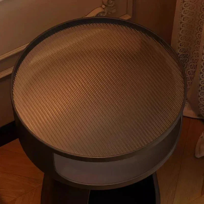 Midnight Den ribbed surface nightstand cat cave — top view, modern cat furniture bedroom detail