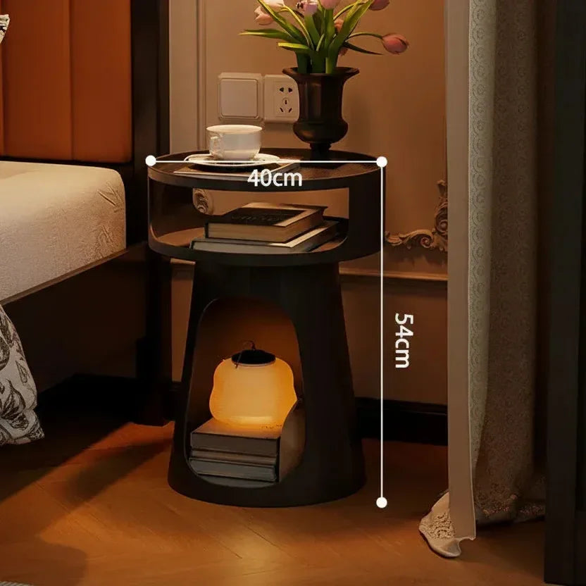 Midnight Den nightstand cat cave interior — enclosed hideaway with lit interior, cat cave furniture