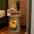 Load image into Gallery viewer, Midnight Den nightstand with cat cave in corner — illuminated cat hideaway, luxury cat cave furniture
