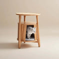 Load image into Gallery viewer, Natural Retreat Mid-Century Modern in cherry wood, back view of cat cave feature, a discreet cat house for indoor cats.
