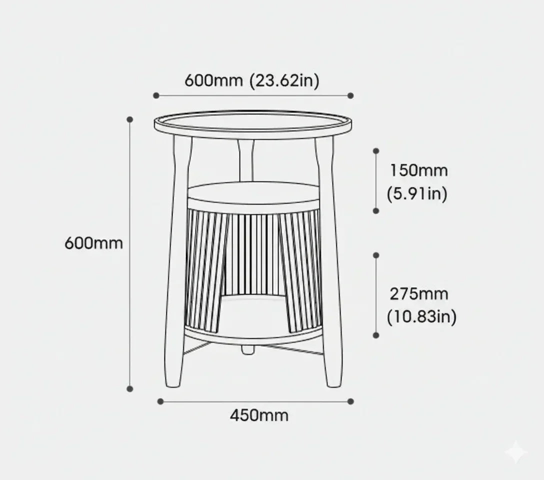 Natural Retreat Mid-Century Modern in cherry wood, product shot technical schematic of structural dimensions, showing solid wood cat furniture quality.