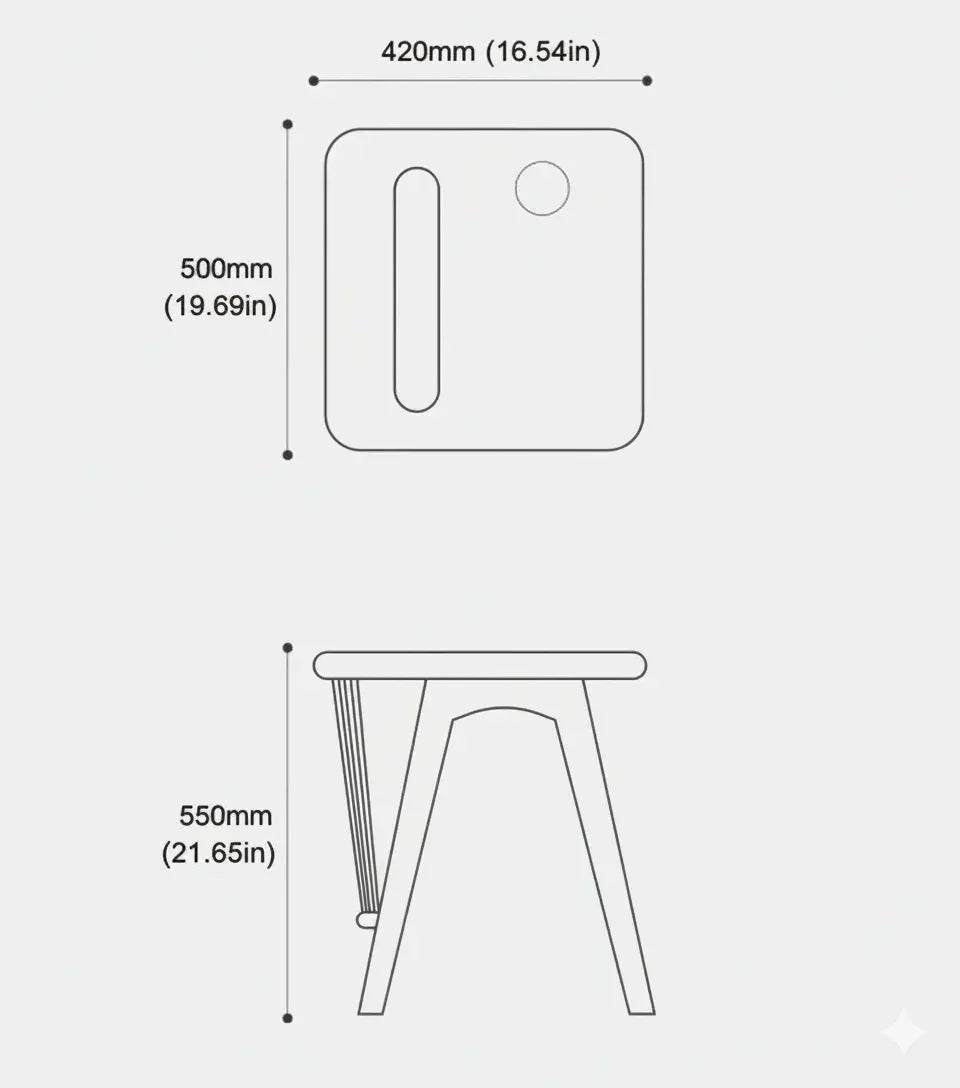 Natural Retreat Mid-Century Modern in cherry wood, product shot schematic view of dimensions, for planning cat furniture for apartments.