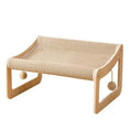 Load image into Gallery viewer, NordicCurve woven sisal cat scratcher lounge front view — curved natural wood, stylish cat scratching pad
