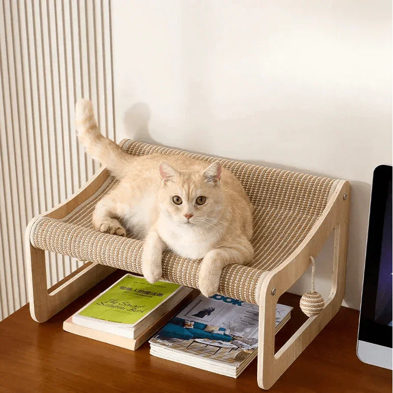 NordicCurve sisal cat scratcher surface top view — woven sisal lounge, elevated cat scratching pad
