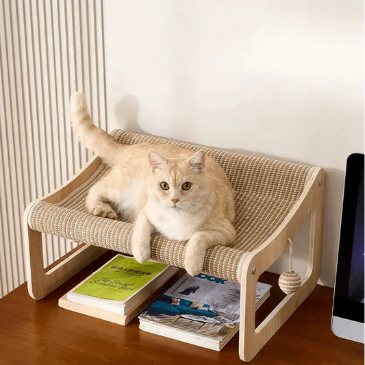 NordicCurve sisal cat scratcher surface top view — woven sisal lounge, elevated cat scratching pad