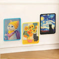 Load image into Gallery viewer, Three The Gallery wall art cat scratchers in Pearl Muse, Golden Sunflower and Midnight Swirl on a white wall
